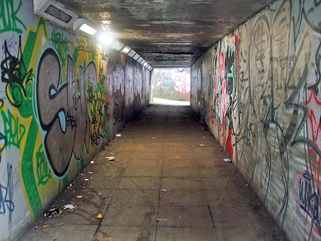 Graffitied subway